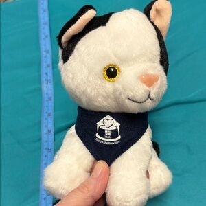 Hills Plush Cat Toy with Navy Bandana - White & Black